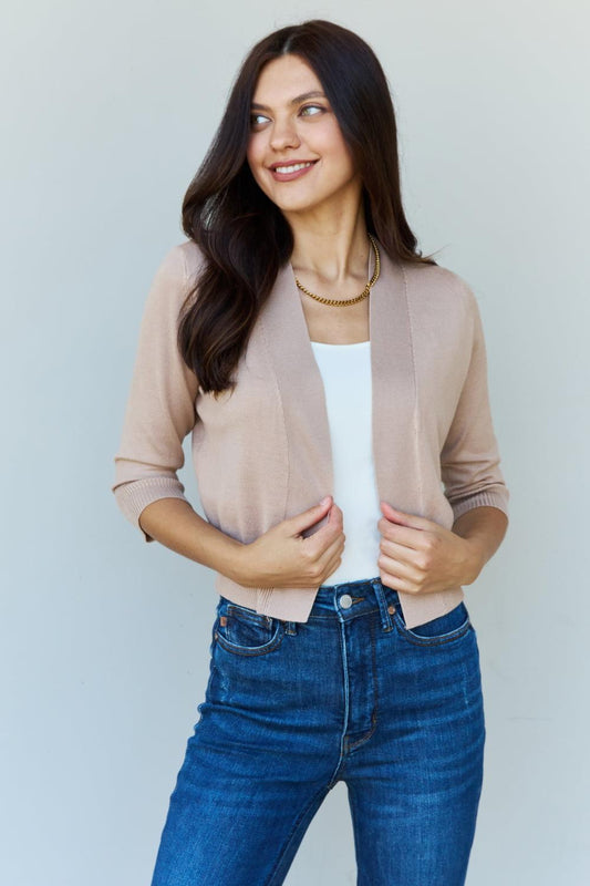 Classic 3/4 Sleeve Open Front Cropped Bolero Cardigan Shrugs