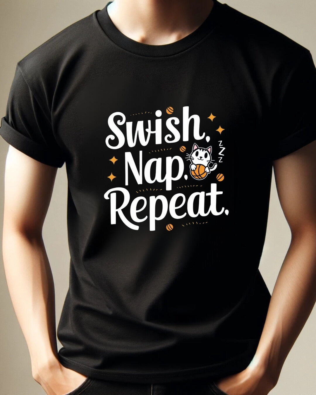 Swish Nap Repeat  Basketball Crew Neck T-Shirt