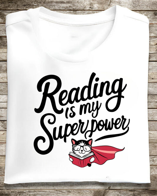 Book Lovers T-Shirt Reading Is My Superpower Cotton Tee