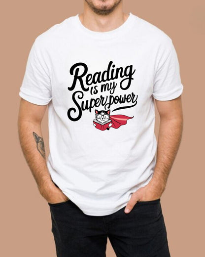 Book Lovers T-Shirt Reading Is My Superpower Cotton Tee