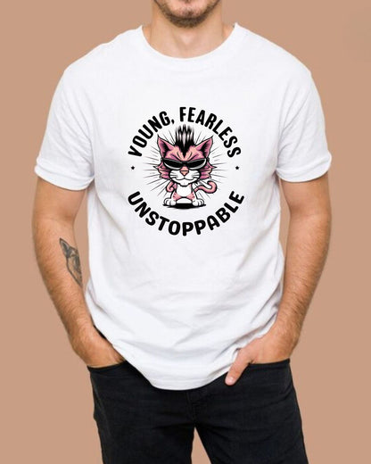 Young Fearless Unstoppable Cotton Men Tshirt