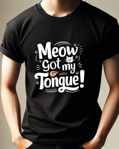 Meow Got My Tongue Idiom Cotton T-Shirts