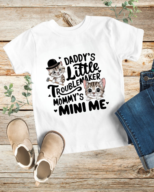 Daddy Little Troublemaker Heavy Cotton Kids Tshirts