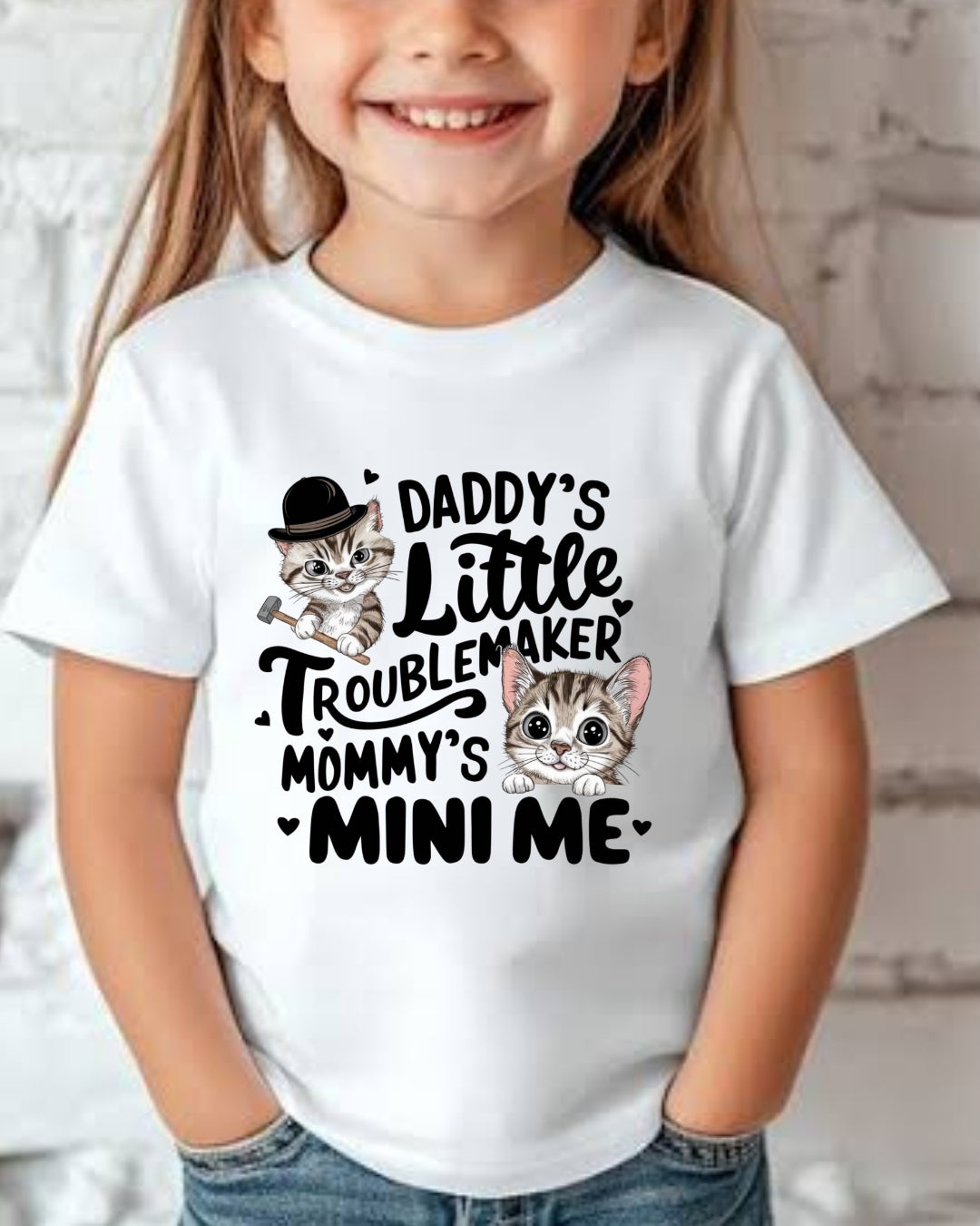 Daddy Little Troublemaker Heavy Cotton Kids Tshirts