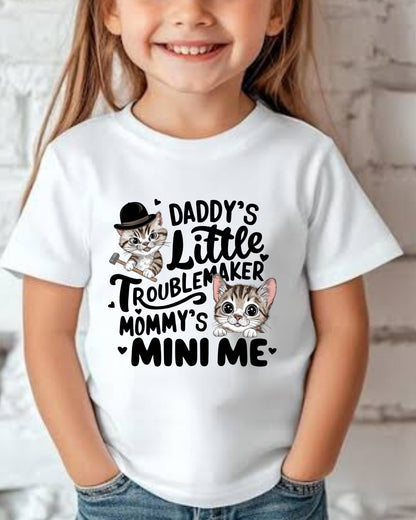 Daddy Little Troublemaker Heavy Cotton Kids Tshirts