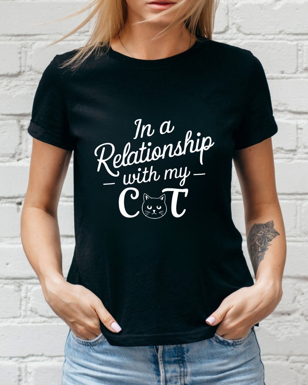 In a Relationships with Cat Relationship Cotton T-Shirt