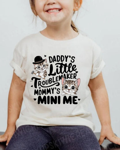 Daddy Little Troublemaker Heavy Cotton Kids Tshirts