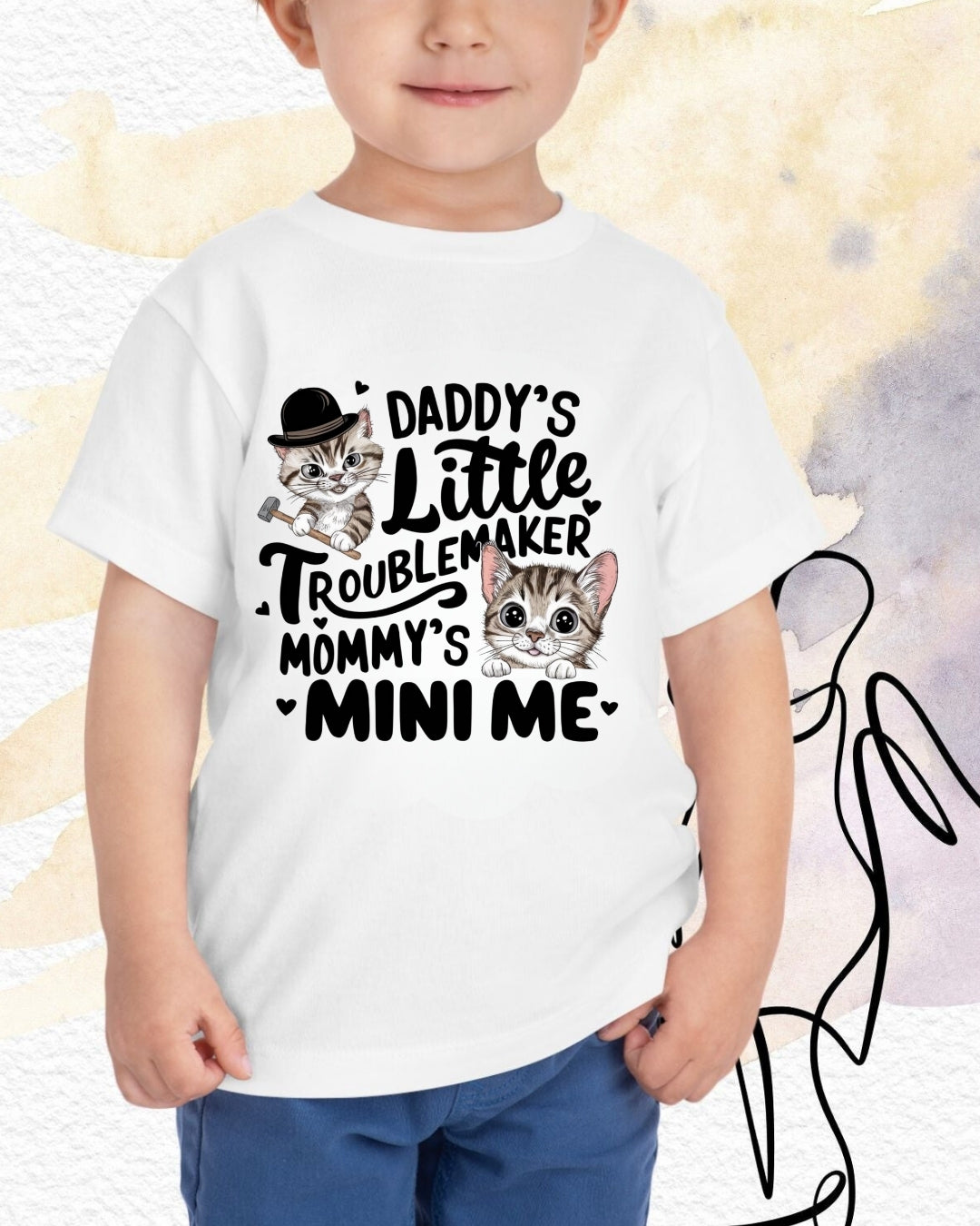 Daddy Little Troublemaker Heavy Cotton Kids Tshirts