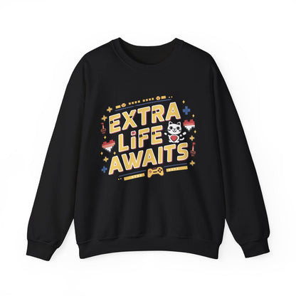 Extra Life Await Vintage Retro Video Game Ultra Cotton Crewneck Sweatshirt