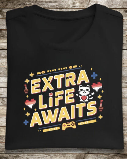 Extra Life Awaits Retro Cotton Tshirt