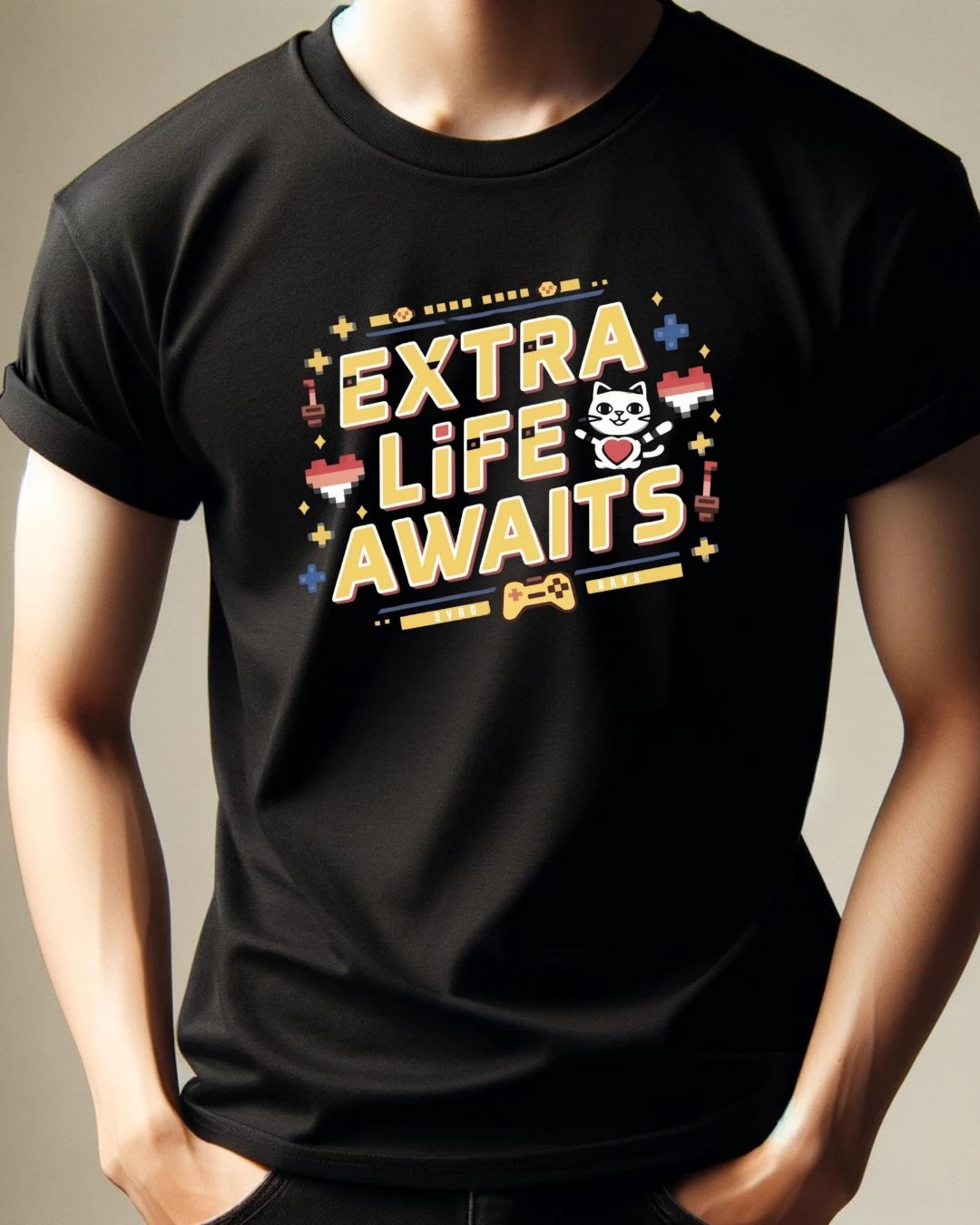 Extra Life Awaits Retro Cotton Tshirt