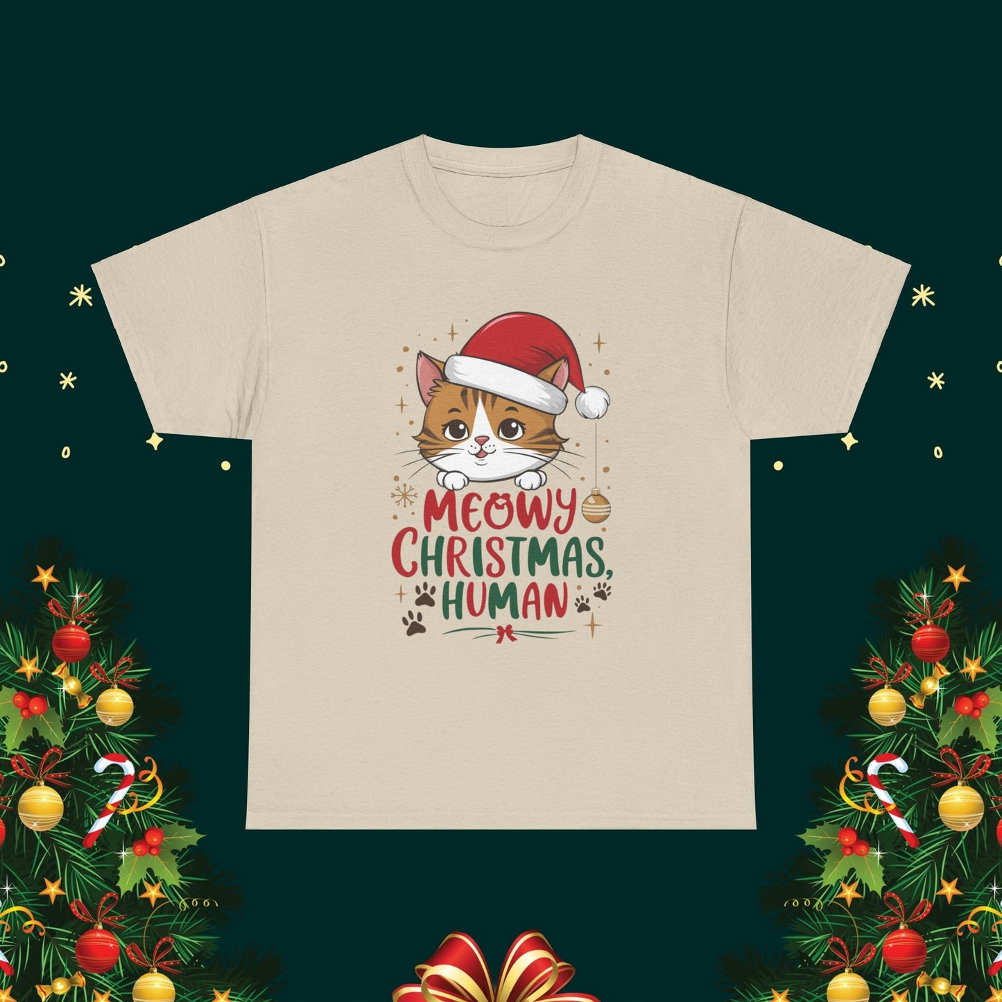 Meowy Christmas Cotton Tshirts