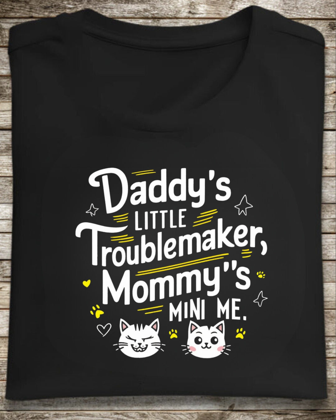 Daddy Little Trouble Mommy Mini Me Cotton T-Shirt