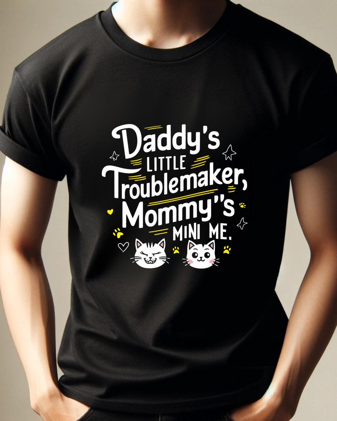 Daddy Little Trouble Mommy Mini Me Cotton T-Shirt