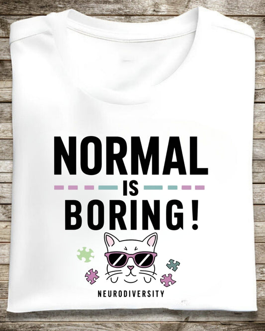 Normal Is Boring Moms Dad Parents Autistic Awareness Cotton T-Shirt