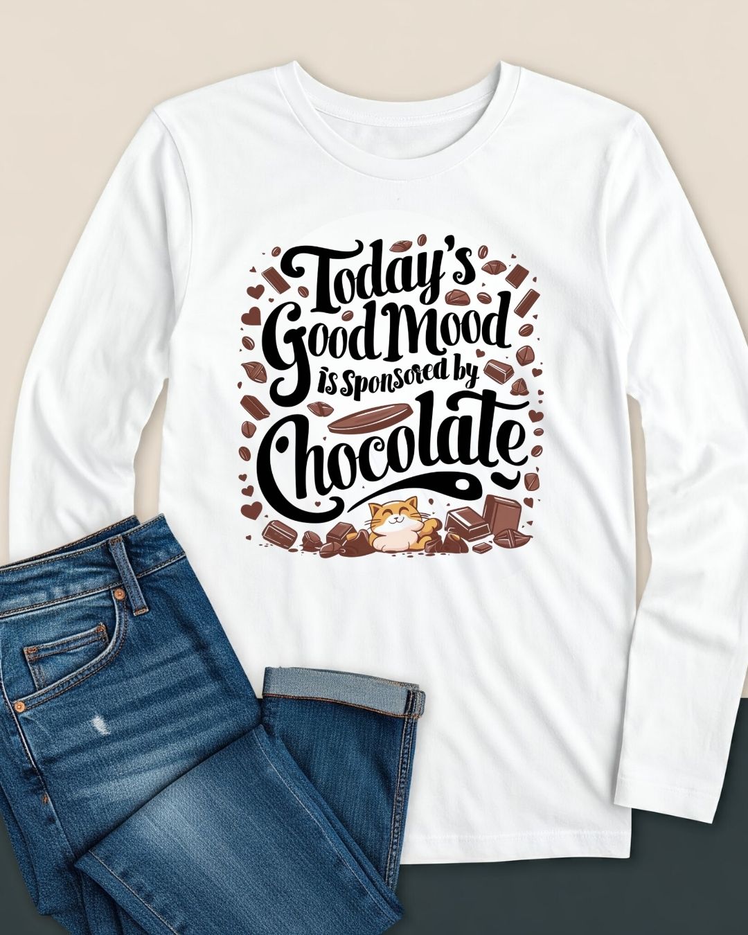 Today Good Mood Cotton Women Long Sleeve Tshirt