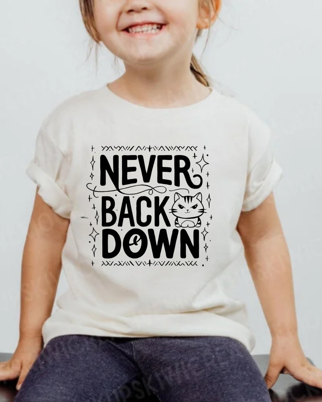 Never Back Down Heavy Cotton Kids T-Shirt