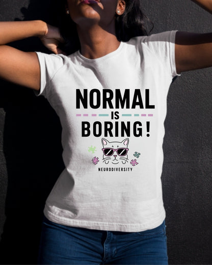 Normal Is Boring Moms Dad Parents Autistic Awareness Cotton T-Shirt