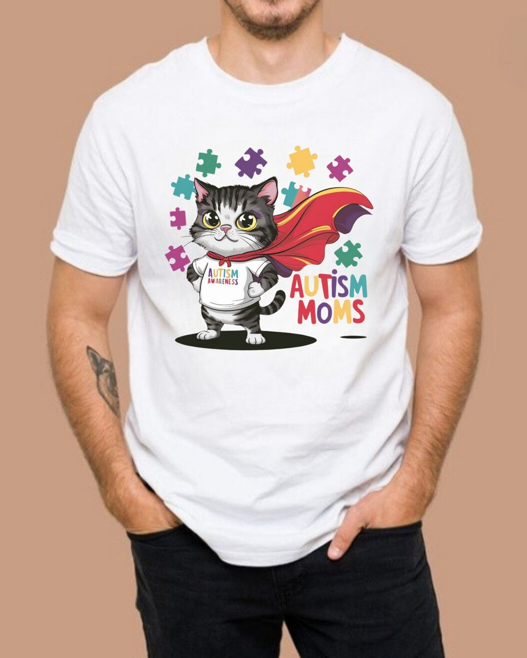 Autism Moms Dad Parents Autistic Awareness Cotton T-Shirt