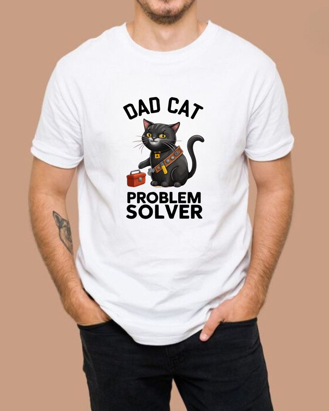 Dad Cat Problem Solver Cotton Men Tshirt