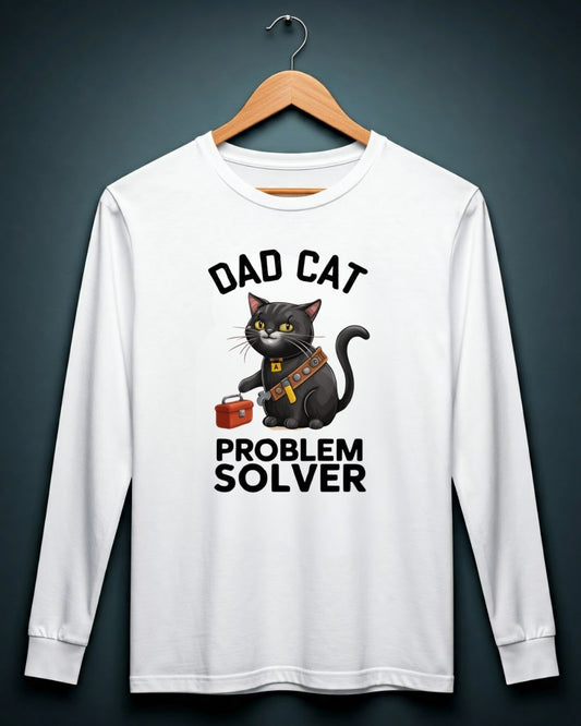 Dad Cat Problem Solver Cotton Long Sleeve Tshirt