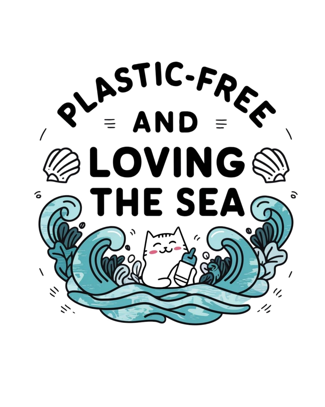 Plastic Free & Loving Sea Environmental Cotton T-Shirt