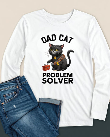 Dad Cat Problem Solver Cotton Long Sleeve Tshirt