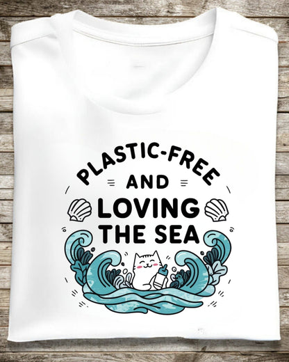 Plastic Free & Loving Sea Environmental Cotton T-Shirt