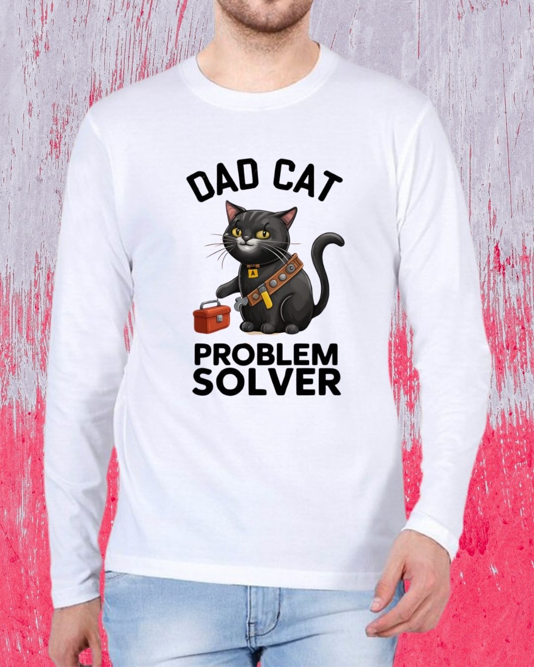 Dad Cat Problem Solver Cotton Long Sleeve Tshirt