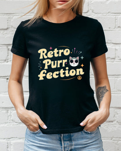 Retro Purr Fection Cotton T-Shirt