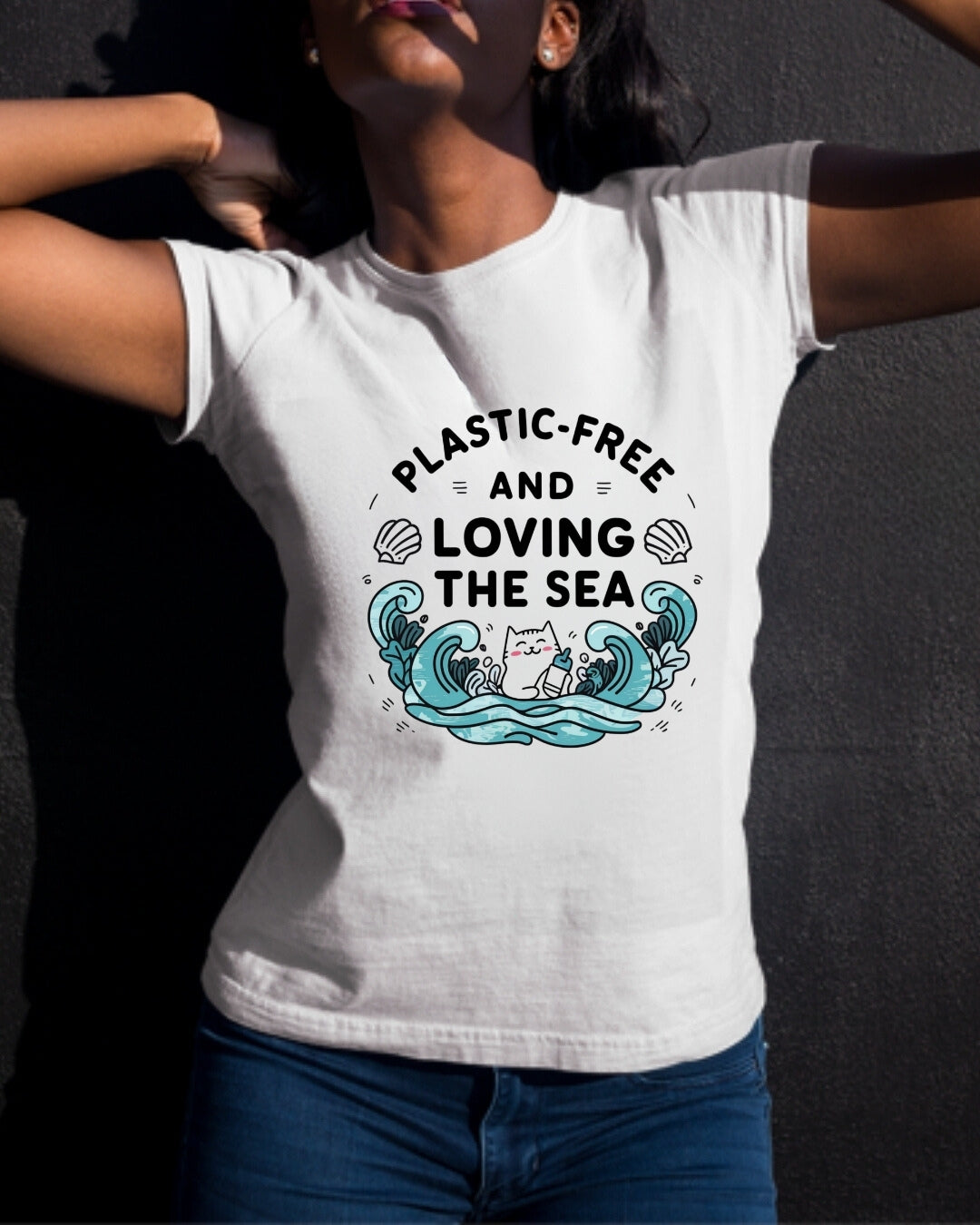 Plastic Free & Loving Sea Environmental Cotton T-Shirt