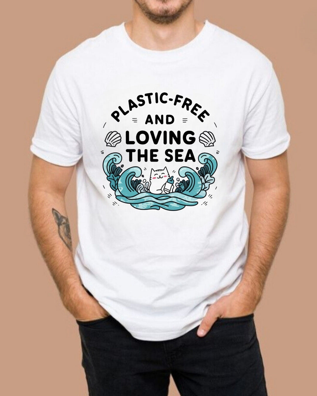 Plastic Free & Loving Sea Environmental Cotton T-Shirt