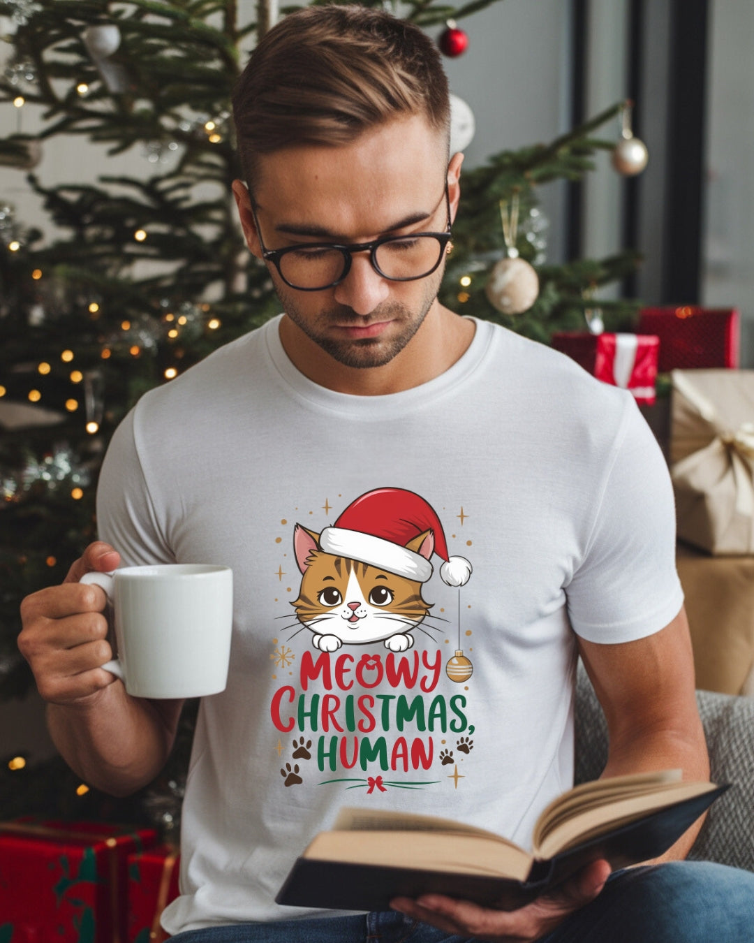 Meowy Christmas Cotton Tshirts