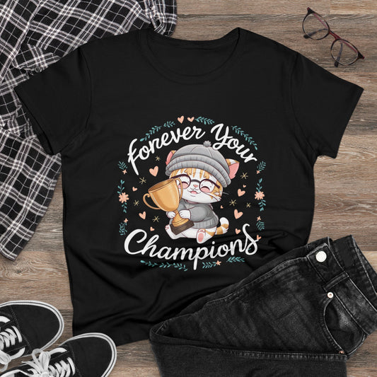 Womens Tee Forever Your Champion Grandma Shirts Tops Crew Neck Regular Fit Cottagecore Funny Cat Graphic Tshirts