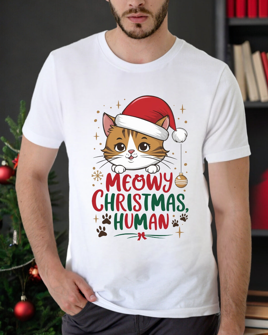 Meowy Christmas Cotton Tshirts