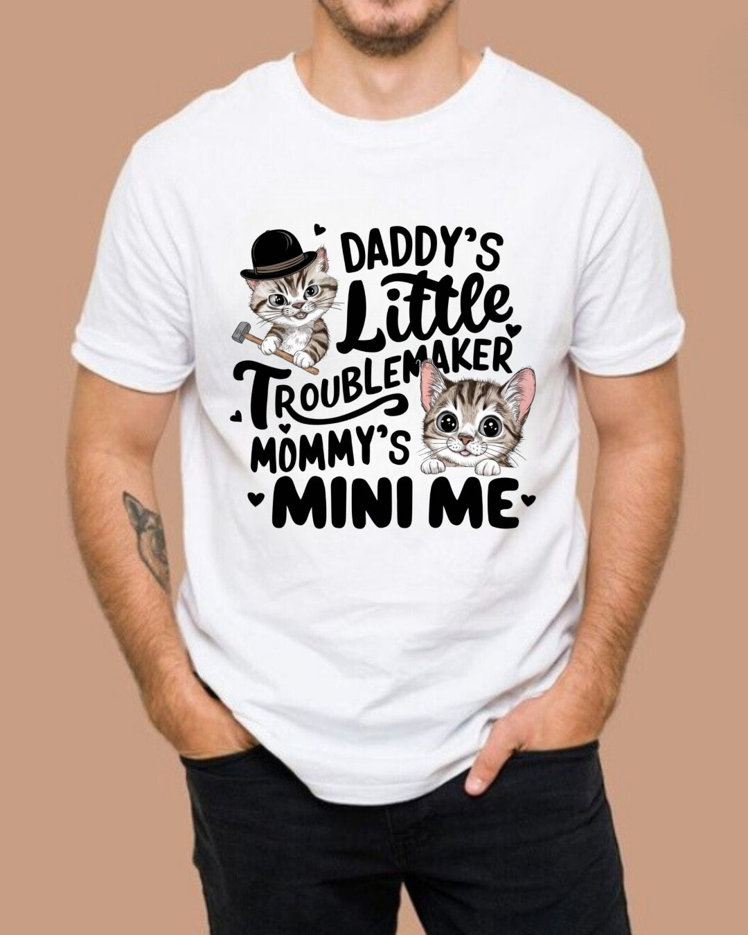 Daddy Little Troubles Mommy Mini Me Cotton T-Shirt