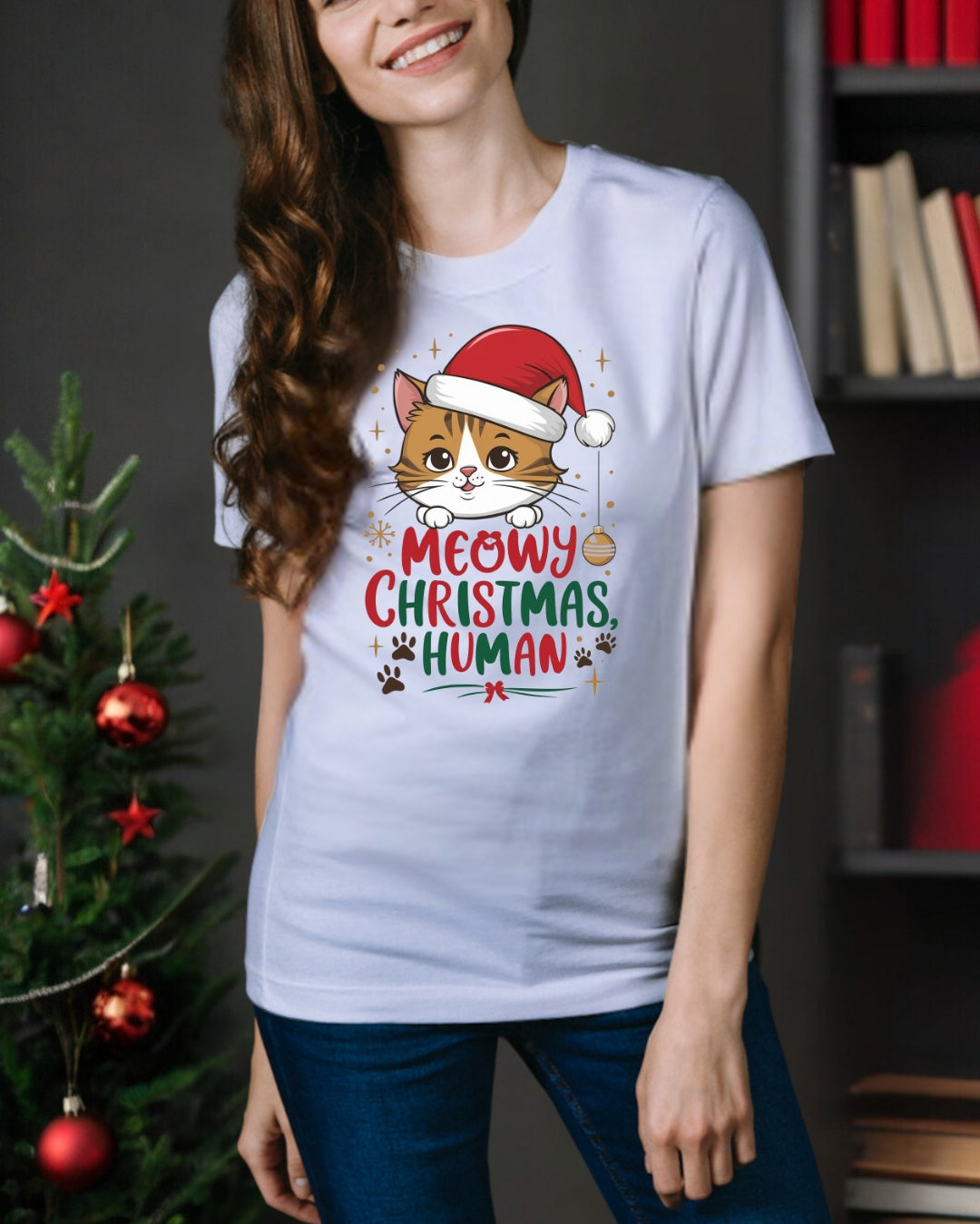 Meowy Christmas Cotton Tshirts