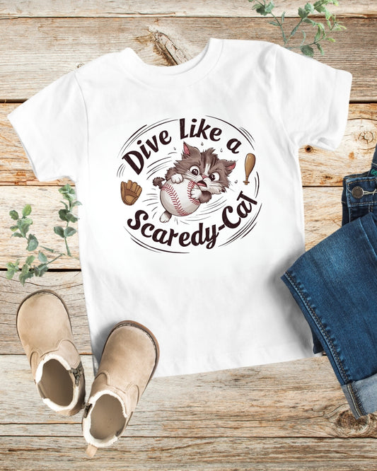 Dive Like Scaredy Cat Heavy Cotton Kids T-Shirt