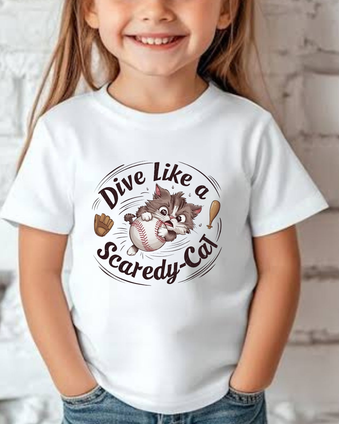 Dive Like Scaredy Cat Heavy Cotton Kids T-Shirt