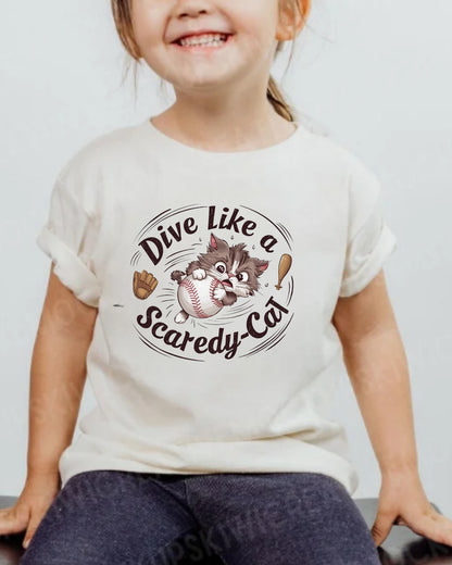 Dive Like Scaredy Cat Heavy Cotton Kids T-Shirt