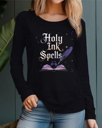 Holy Ink Spells Cotton Long Sleeve Tshirt