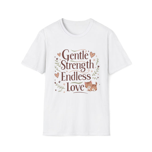 Men T-Shirt Gentle Strength Endless Loves Grandpa Short Sleeves Casual Regular Fit Cottagecore Grandma Funny Cat Tee