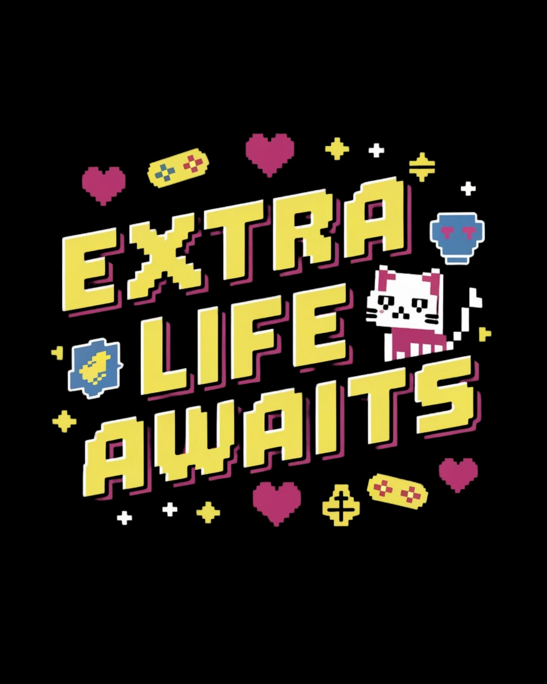 Extra Life Await Retro Cotton Tshirts