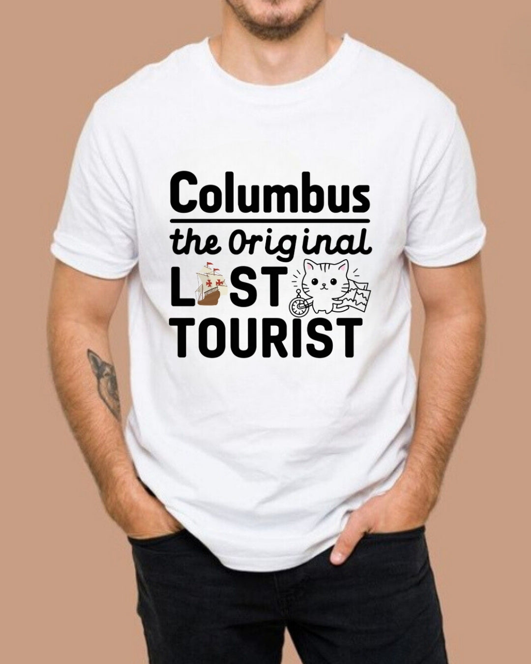 Columbus The Original Lost Tourist Cotton T-Shirt