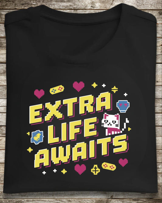 Extra Life Await Retro Cotton Tshirts