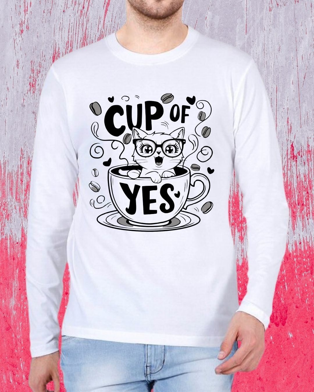 Cup Of Yes Cotton Long Sleeve Tshirt