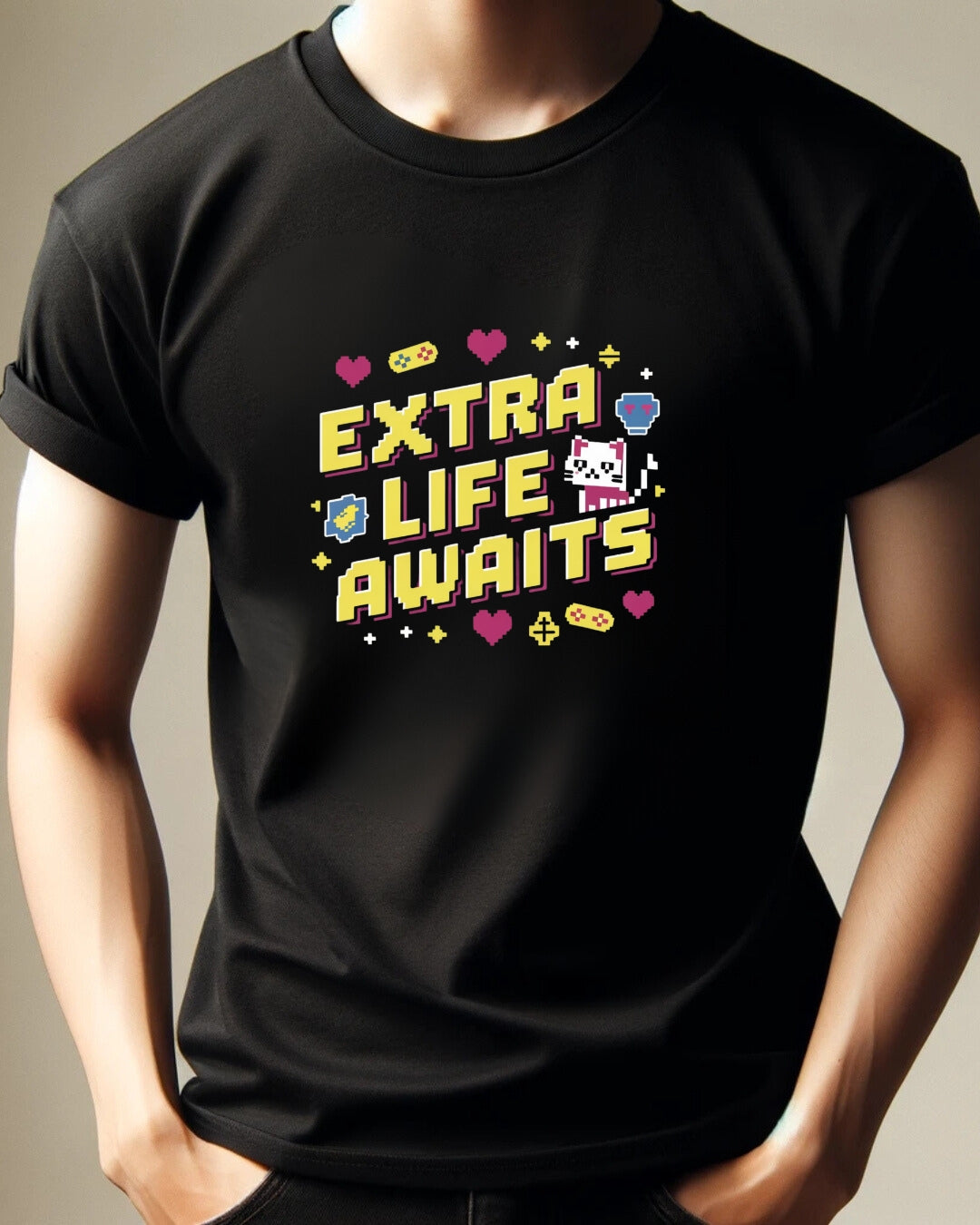 Extra Life Await Retro Cotton Tshirts