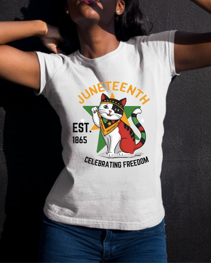 Juneteenth Celebrating Freedom Black History Proud Afro Cotton T-Shirt