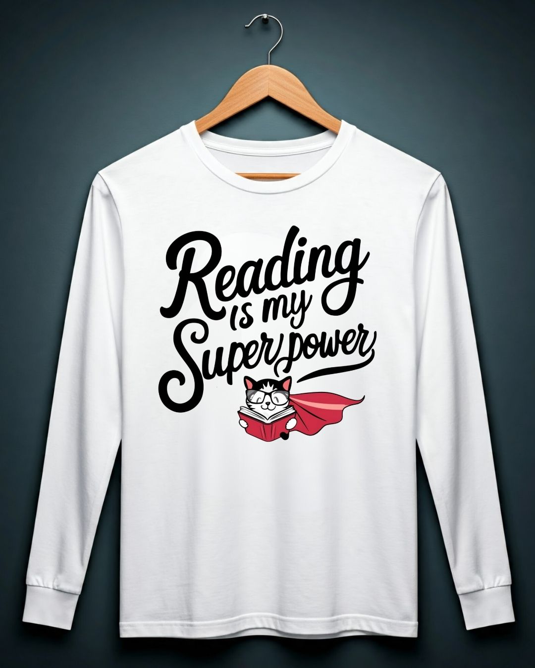 Reading Is My Superpower Cotton Long Sleeve Tshirt