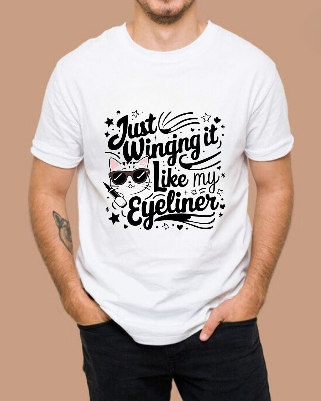 Just Winging It Like My Eyeliner Cotton T-Shirt